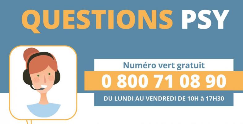 Questions psy Numéro vert gratuit 0800 71 08 90 du lundi au vendredi de 10h à 17h30